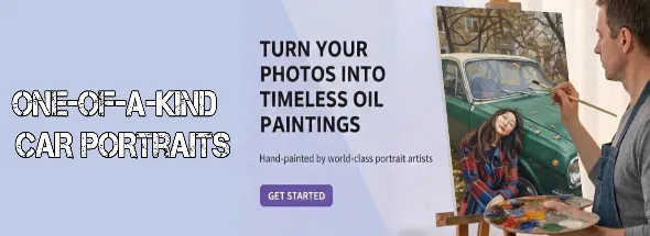 Artist‑painted car portrait created from a customer’s automotive photo.